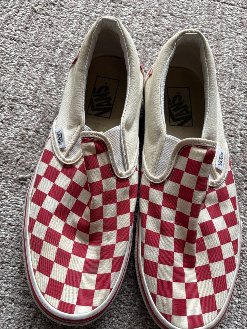 Vans Checkerboard Sneakers in Red and White